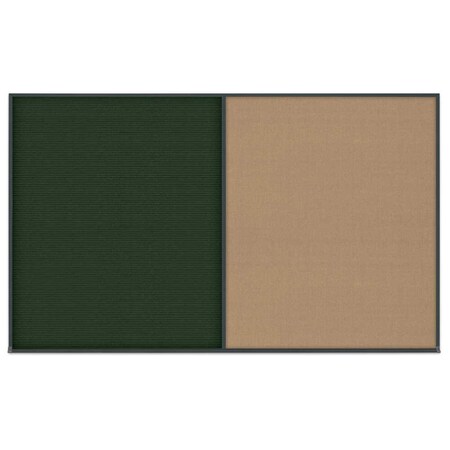United Visual Products Double Door Radius Corkboard, 48"x36", Hea UV7013RC-BLACK-PUMICE